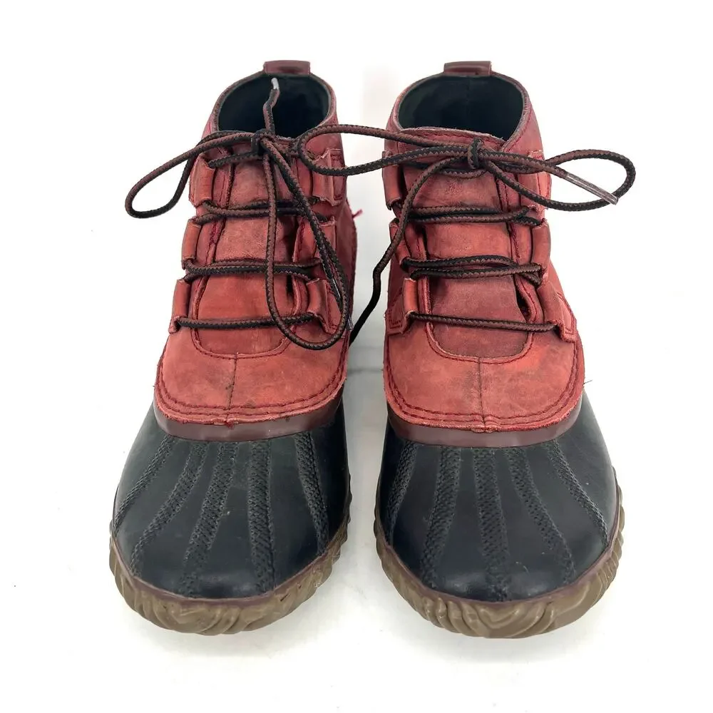 Sorel Women's 9/40 Out N About Red Nubuck Leather Waterproof Ankle‎ Boots